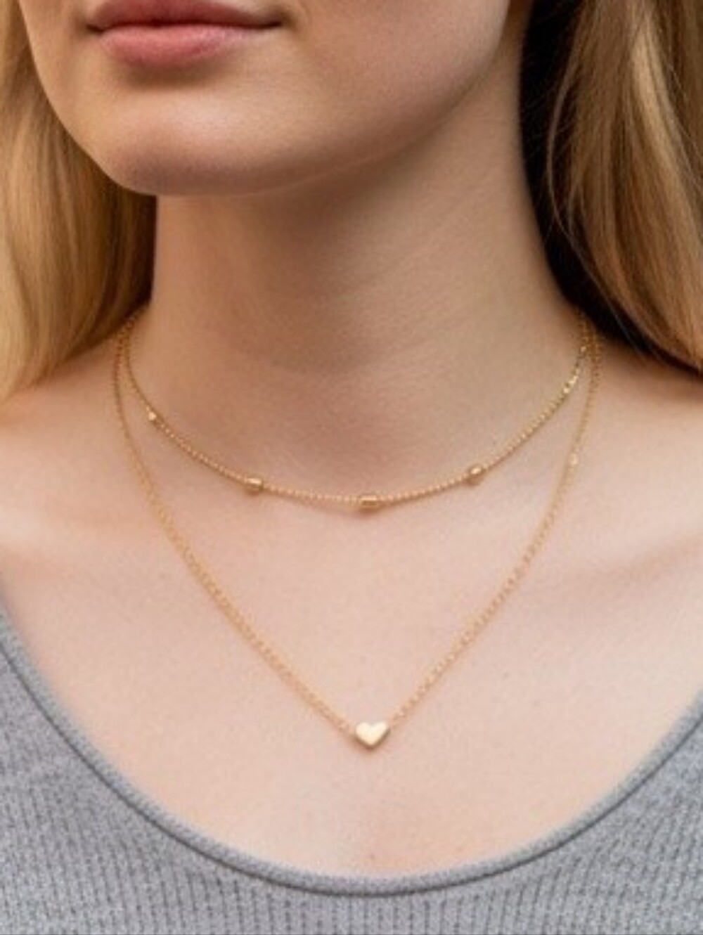 Goldtone Heart Layered Necklace